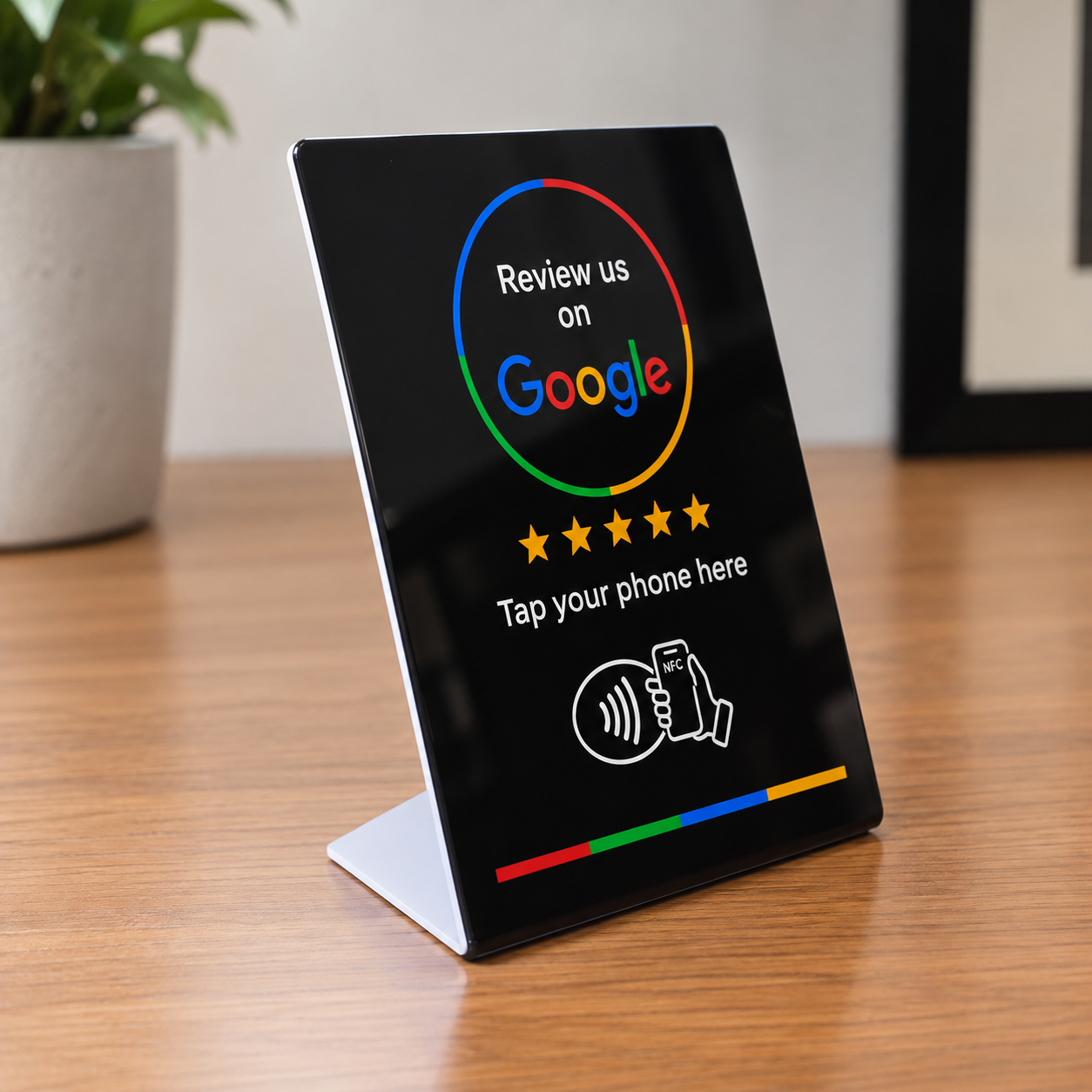 Display físico tap5 para reseñas de Google